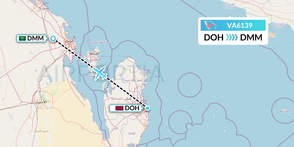 VA6139 Virgin Australia Flight Map: Doha to Dammam