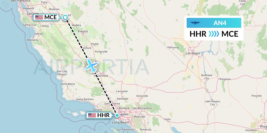 AN4 Advanced Air Flight Map: Hawthorne to Merced