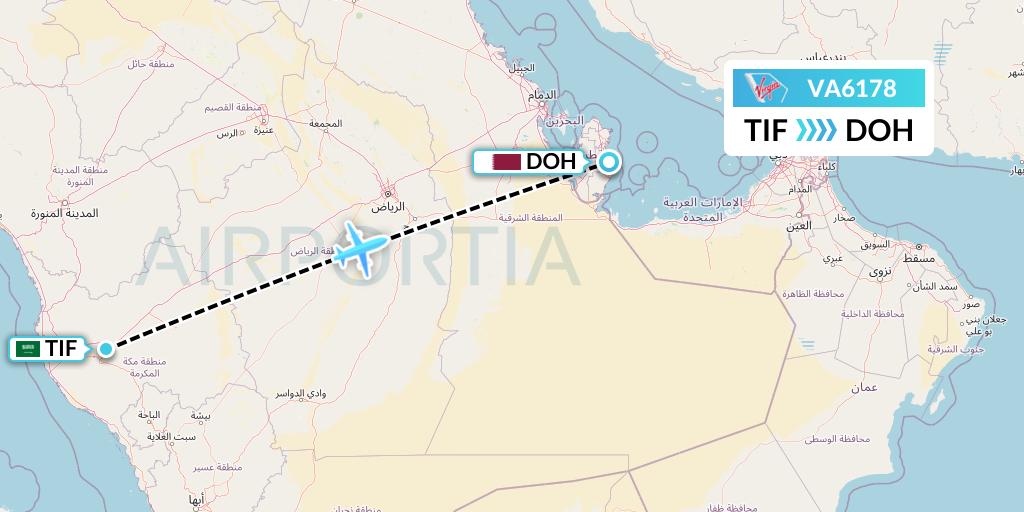 VA6178 Virgin Australia Flight Map: Taif to Doha
