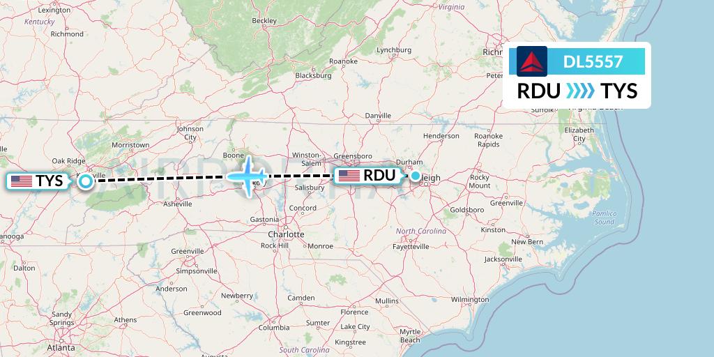 DL5557 Flight Status Delta Air Lines RaleighDurham to Knoxville (DAL5557)