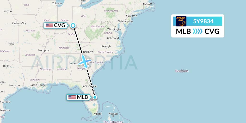 5Y9834 Flight Status Atlas Air Melbourne to Cincinnati (GTI9834)