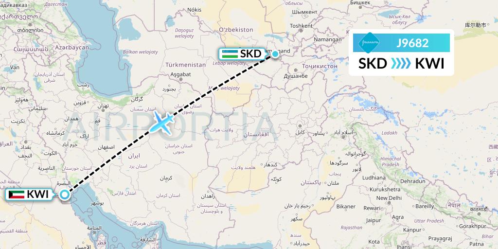 J9682 Flight Status Jazeera Airways Samarkand to Kuwait City (JZR682)