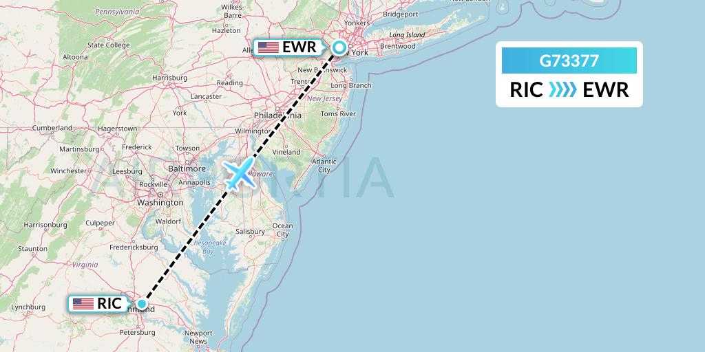 G73377 GoJet Flight Map: Richmond to New York