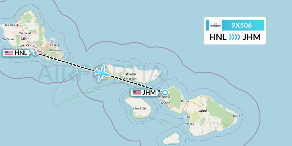 9X506 Southern Airways Express Flight Map: Honolulu to Lahaina