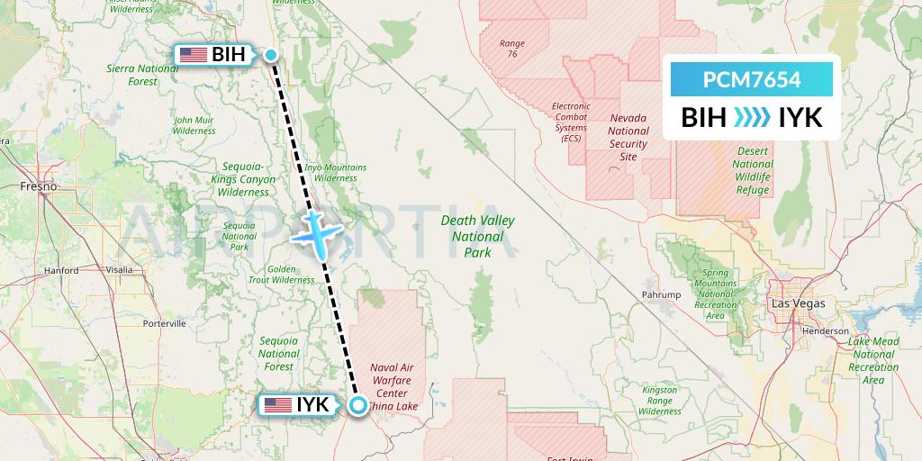 PCM7654 Westair Industries Flight Map: Bishop to Inyokern