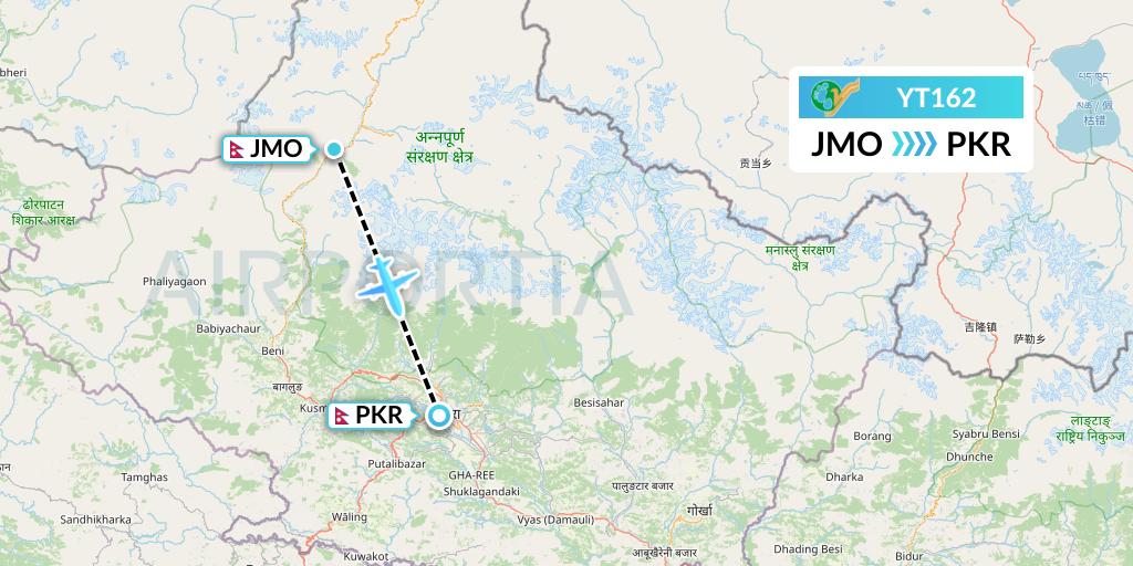 YT162 Flight Status Yeti Airlines Jomsom to Pokhara (NYT162)