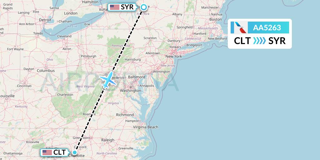 AA5263 Flight Status American Airlines Charlotte to Syracuse (AAL5263)
