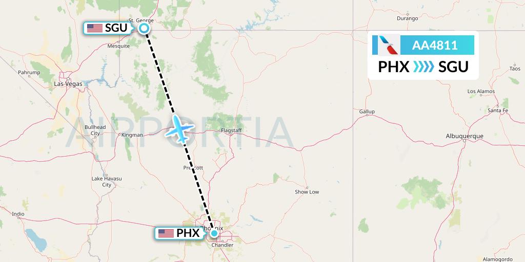 AA4811 American Airlines Flight Map: Phoenix to St. George