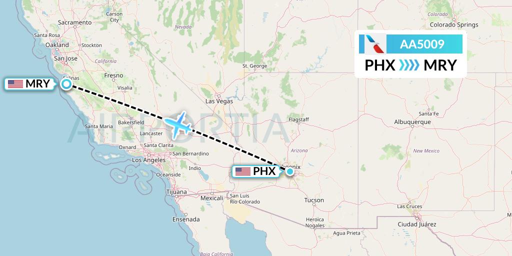 AA5009 American Airlines Flight Map: Phoenix to Monterey