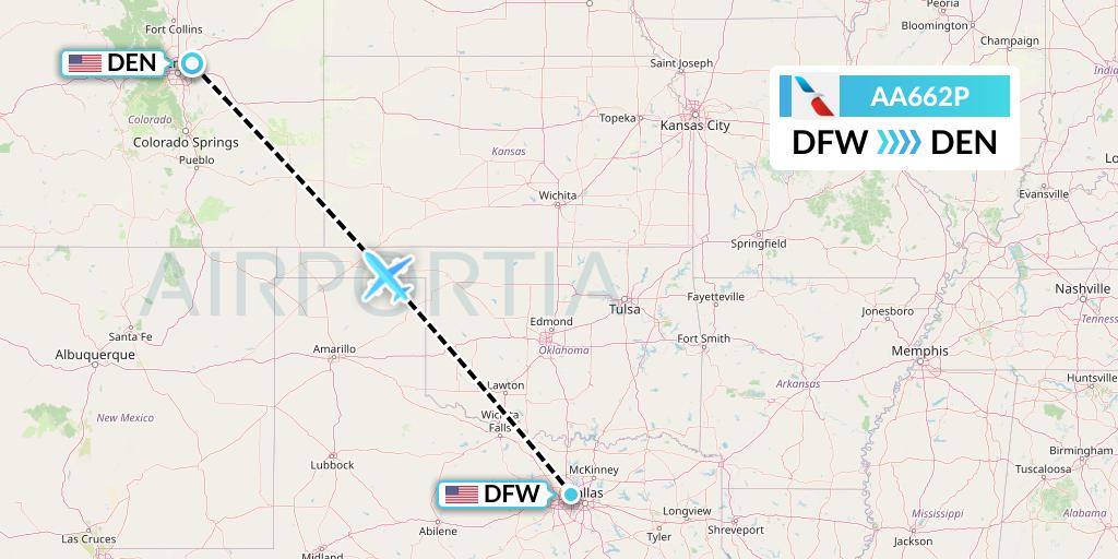AA662P American Airlines Flight Map: Dallas to Denver