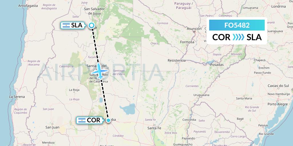 FO5482 Aero Flightops Uk Limited Flight Map: Cordoba to Salta