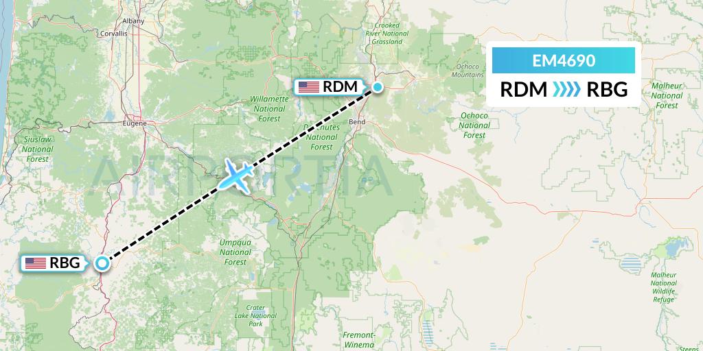EM4690 Empire Airlines Flight Map: Redmond to Roseburg
