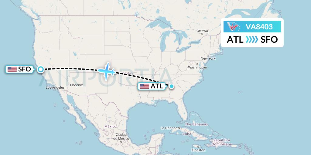 VA8403 Virgin Australia Flight Map: Atlanta to San Francisco