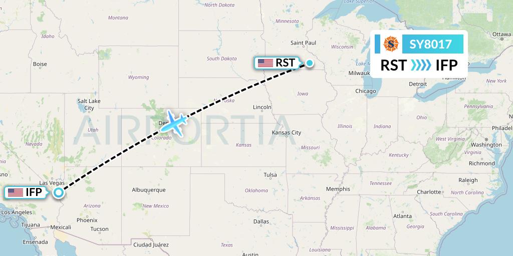 SY8017 Sun Country Airlines Flight Map: Rochester to Bullhead City