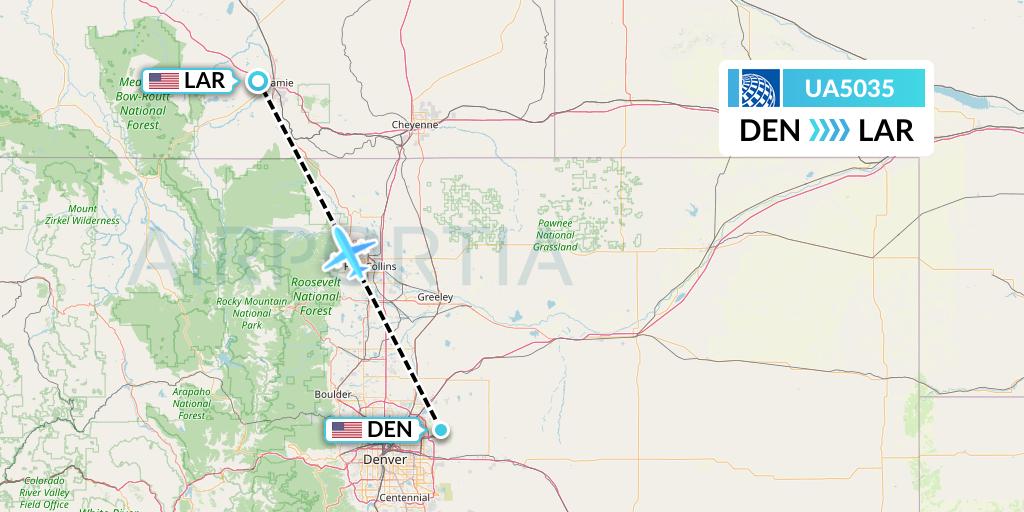UA5035 United Airlines Flight Map: Denver to Laramie