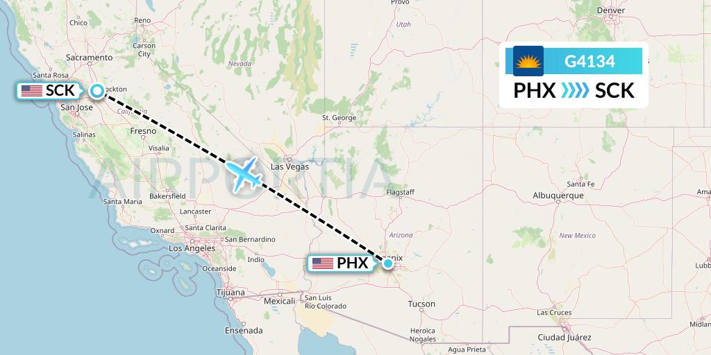G4134 Allegiant Air Flight Map: Phoenix to Stockton