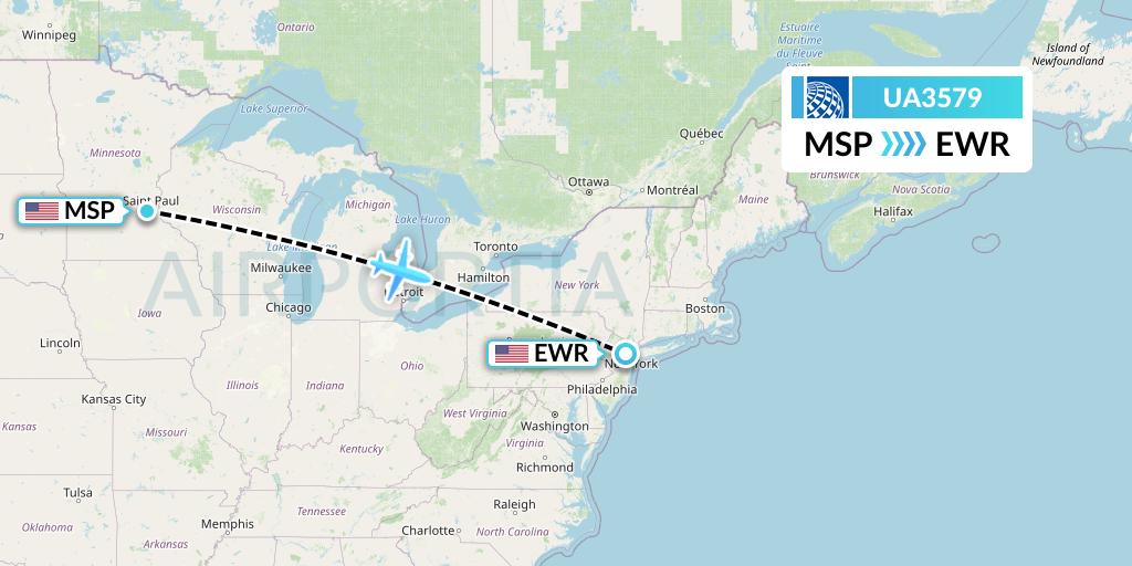 UA3579 United Airlines Flight Map: Minneapolis to New York