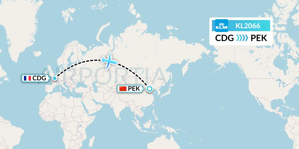 KL2066 KLM Flight Map: Paris to Beijing