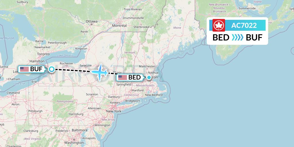 AC7022 Air Canada Flight Map: Bedford to Buffalo