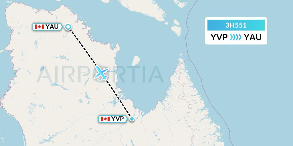 3H551 Air Inuit Flight Map: Kuujjuaq to Kattiniq