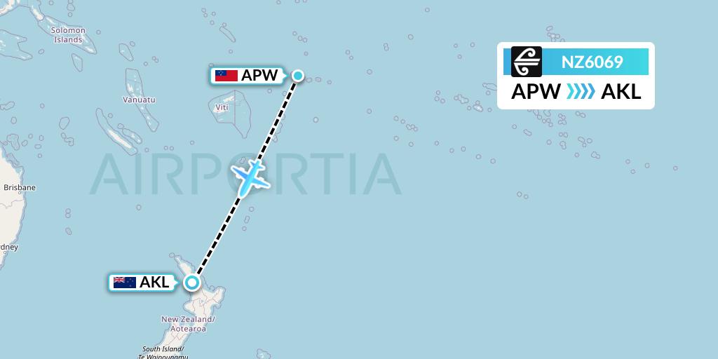 NZ6069 Air New Zealand Flight Map: Apia to Auckland