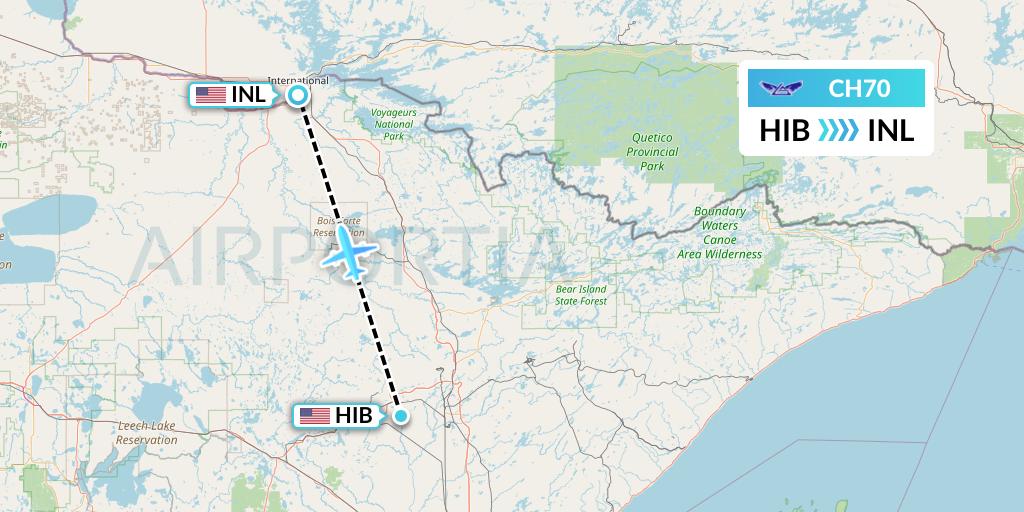 CH70 Bemidji Airlines Flight Map: Hibbing to International Falls