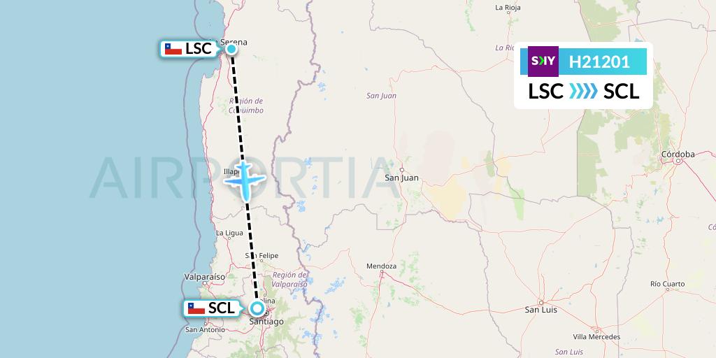 H21201 Sky Airline Flight Map: La Serena to Santiago