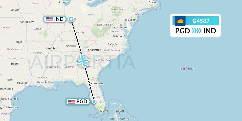 G4587 Allegiant Air Flight Map: Punta Gorda to Indianapolis