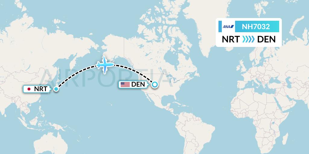 NH7032 All Nippon Airways Flight Map: Tokyo to Denver