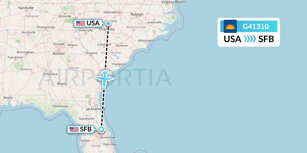 G41310 Allegiant Air Flight Map: Concord to Orlando