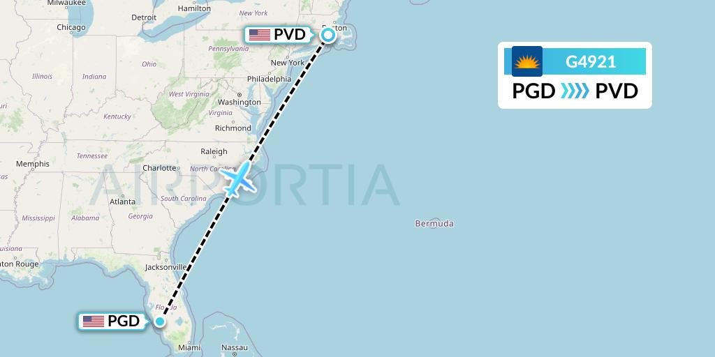 G4921 Allegiant Air Flight Map: Punta Gorda to Providence