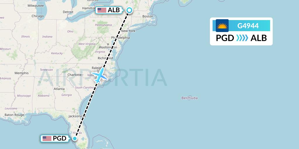 G4944 Allegiant Air Flight Map: Punta Gorda to Albany