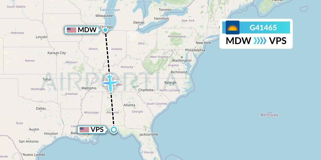 G41465 Allegiant Air Flight Map: Chicago to Valparaiso