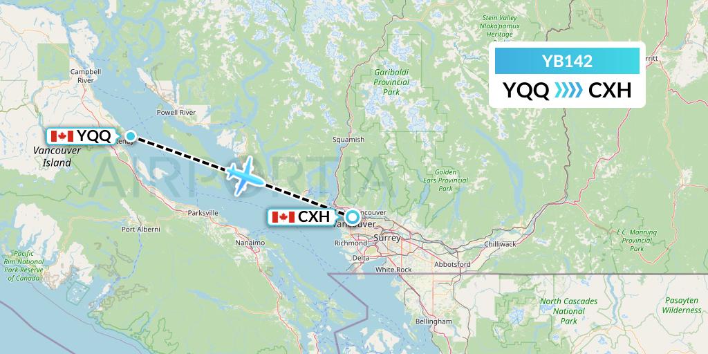 YB142 Harbour Air Seaplanes Flight Map: Comox to Vancouver