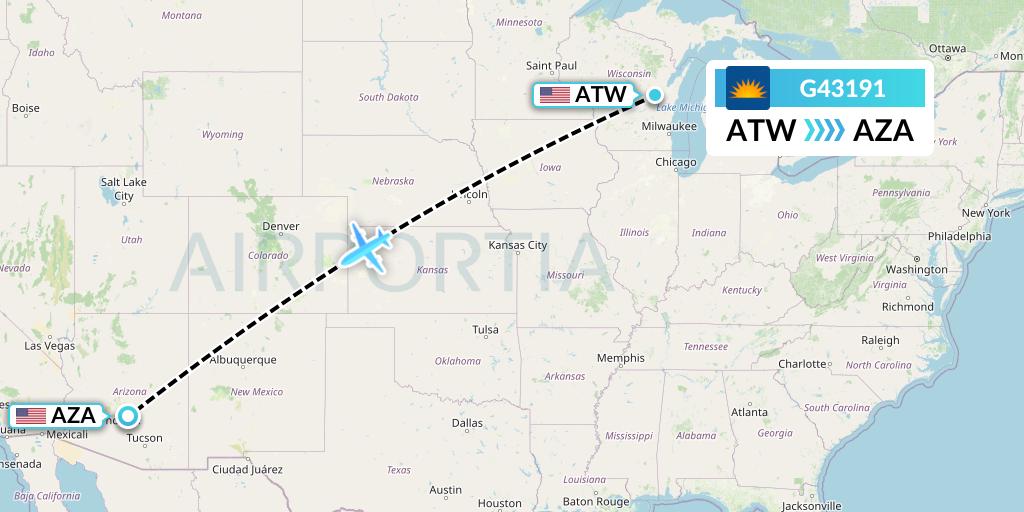 G43191 Allegiant Air Flight Map: Appleton to Phoenix