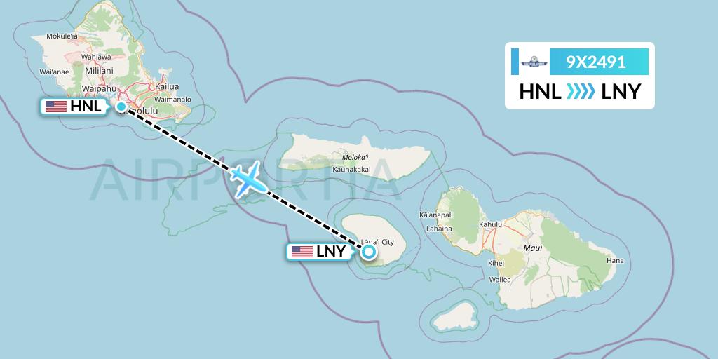 9X2491 Southern Airways Express Flight Map: Honolulu to Lanai