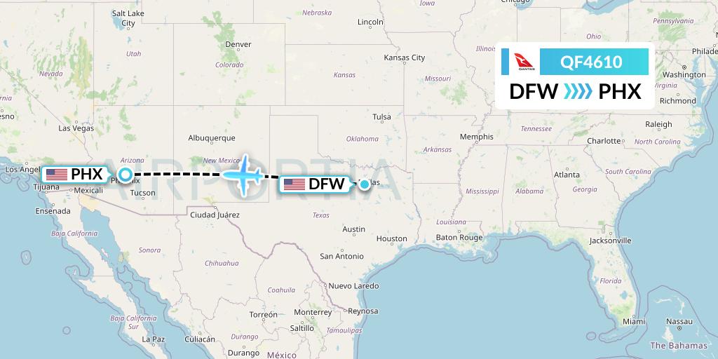 QF4610 Qantas Flight Map: Dallas to Phoenix