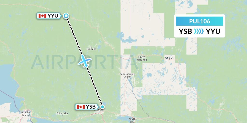 PUL106 Ornge Air Flight Map: Sudbury to Kapuskasing