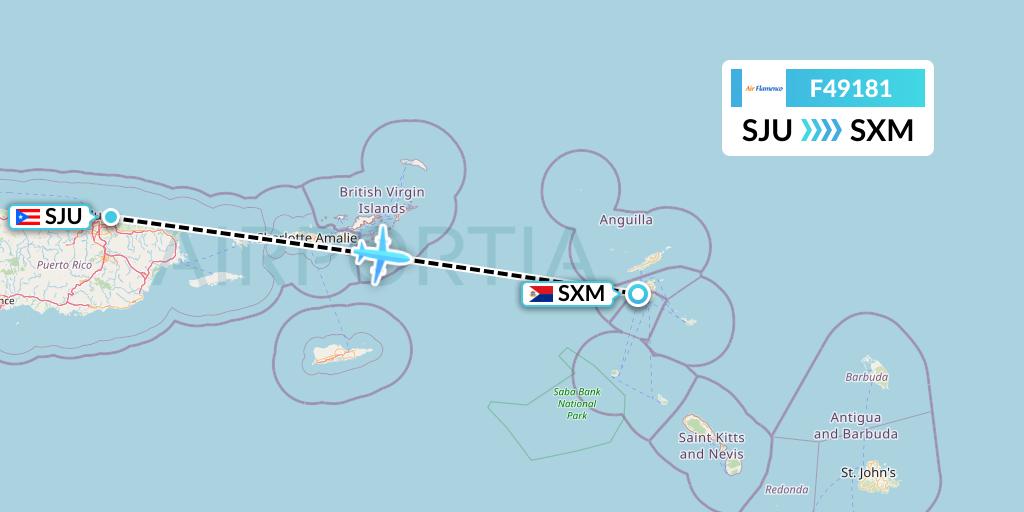 F49181 Air Flamenco Flight Map: San Juan to Sint Maarten