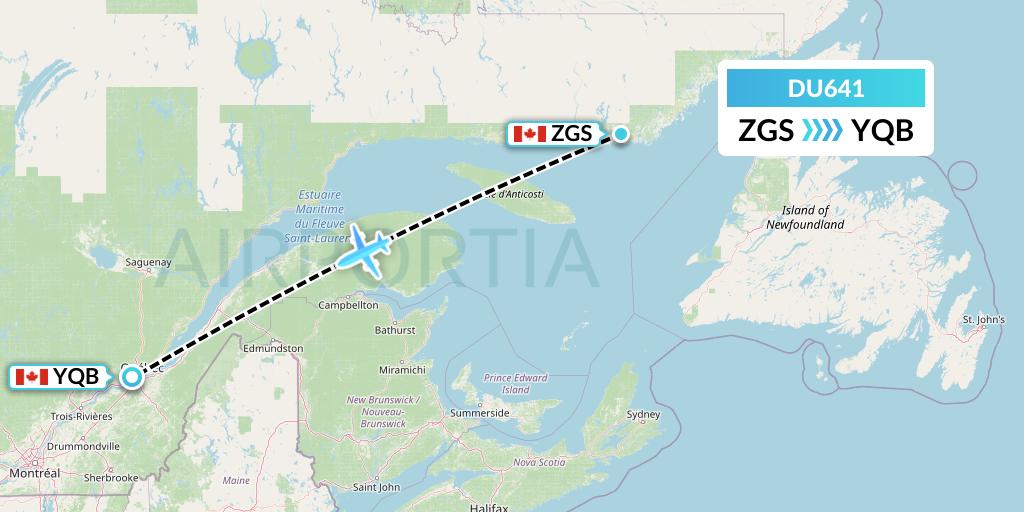DU641 Sky Jet M.g. Inc Flight Map: Gethsemani to Quebec