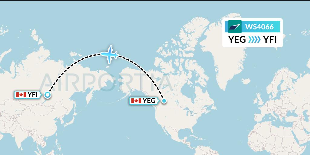 WS4066 WestJet Flight Map: Edmonton to Fort MacKay