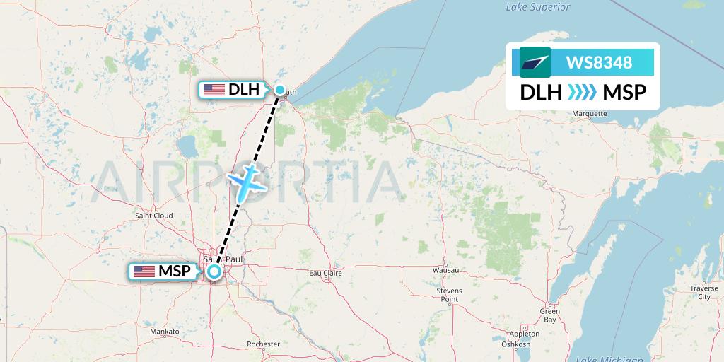 WS8348 Flight Status WestJet Duluth to Minneapolis (WJA8348)