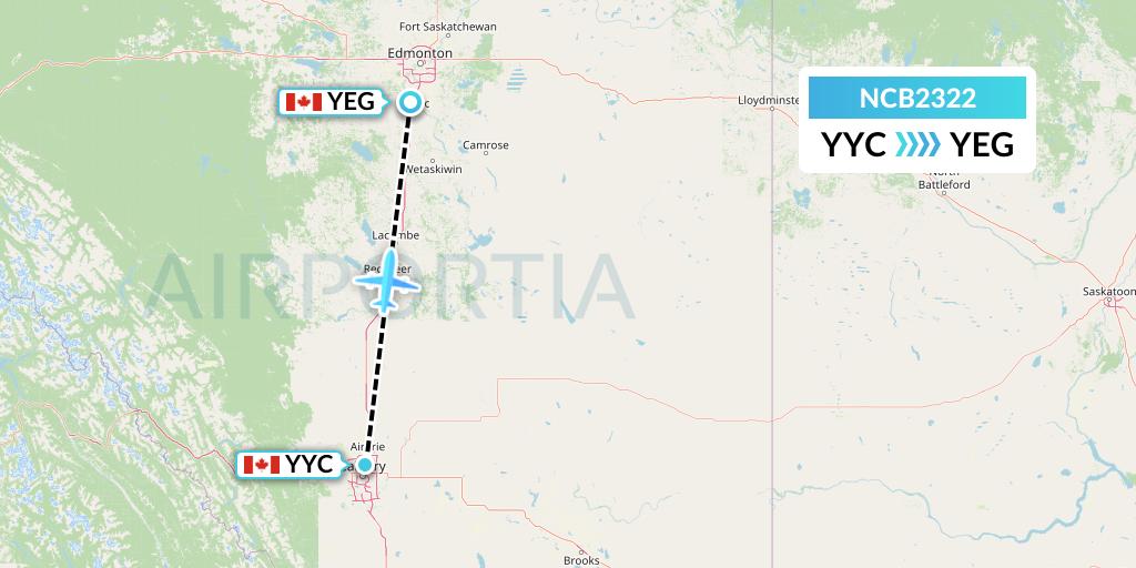 NCB2322 North Caribou Flying Service Flight Map: Calgary to Edmonton
