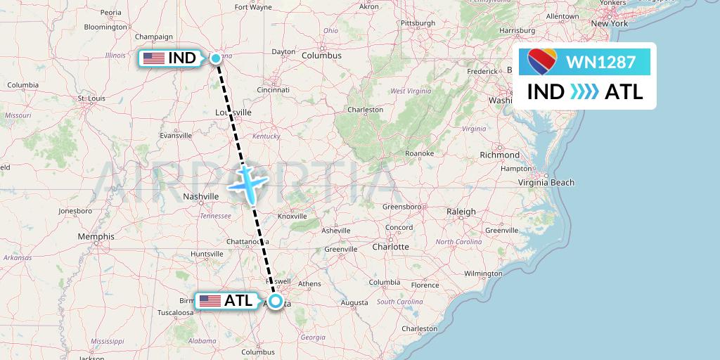 WN1287 Flight Status Southwest Airlines Indianapolis to Atlanta (SWA1287)
