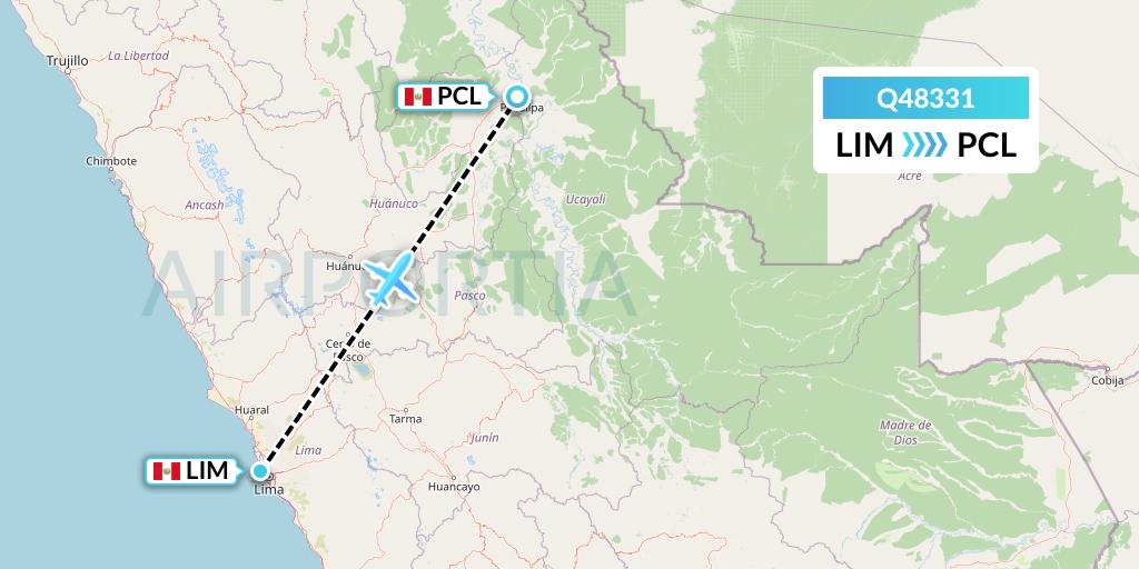 Q48331 Euroairlines Flight Map: Lima to Pucallpa