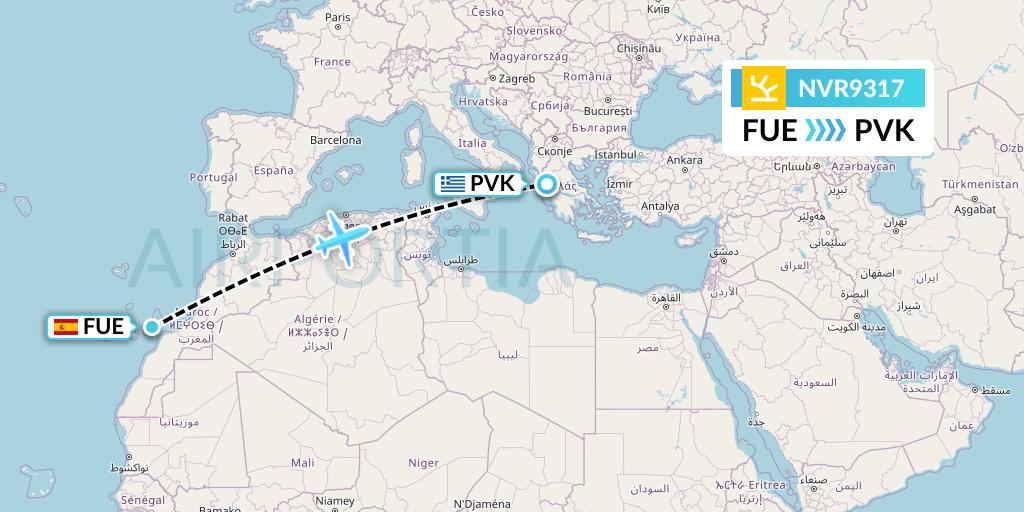 NVR9317 Flight Status Novair Fuerteventura to Preveza (N99317)