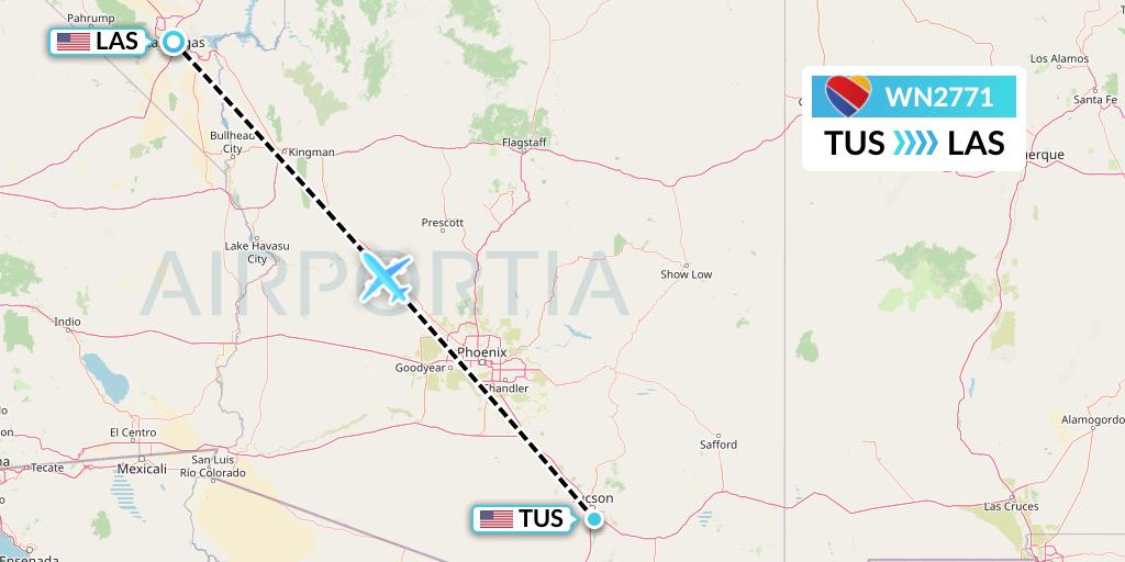 WN2771 Southwest Airlines Flight Map: Tucson to Las Vegas