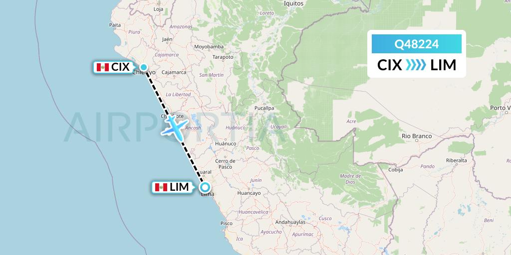Q48224 Euroairlines Flight Map: Chiclayo to Lima