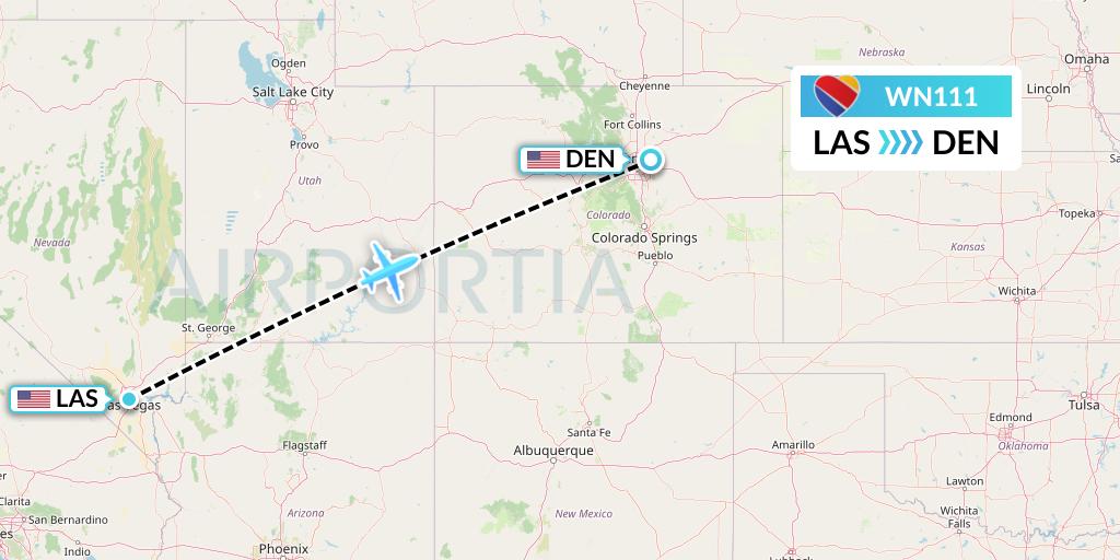 WN111 Southwest Airlines Flight Map: Las Vegas to Denver