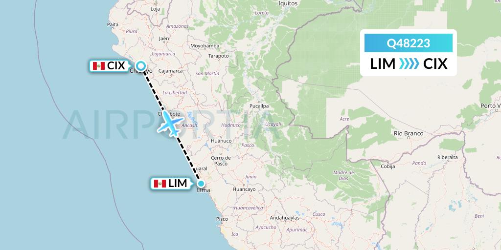Q48223 Euroairlines Flight Map: Lima to Chiclayo